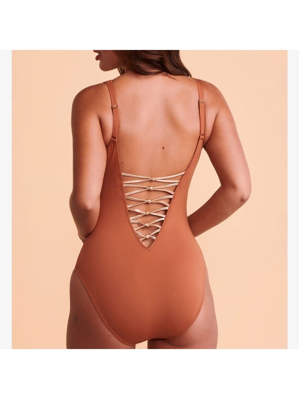 Bleu Rod Beattie One Piece Swimsuit Brown Gold Size 4 - Picture 2 of 14